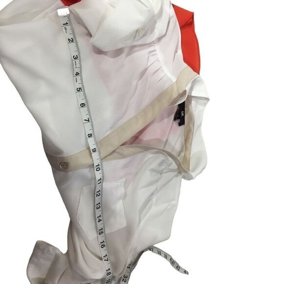 IZ Byer Women's V-Neck Collared Colorblock Semi-sheer Blouse tunic medium - Picture 5 of 10